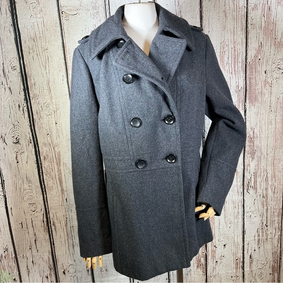 MICHAEL by Michael Kors Wool Blend Grey Pea Coat Winter Jacket Size Large EUC - Picture 5 of 14